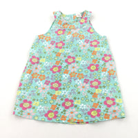 Flowers Pink & Blue Jersey Tunic Top - Girls 3-4 Years