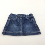 Dark Blue Denim Skirt with Adjustable Waistband - Girls 12-18 Months