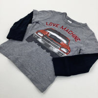 'Love Machine' Car Black & Grey Long Sleeve Top - Boys 18-24 Months