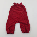 Red Cord Dungarees - Girls 9-12 Months