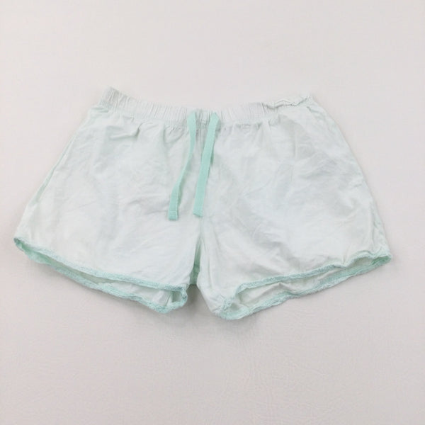 Pale Green Lightweight Cotton  Pyjama Shorts - Girls 8-9 Years