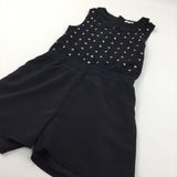 Sequin Spots Black Polyester Playsuit - Girls 13 Years