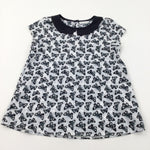 Butterflies Black & Grey/White Polyester Blouse - Girls 8-9 Years