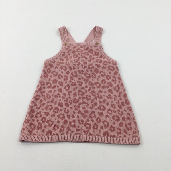 Pink Animal Print Knitted Dress - Girls 12-18 Months