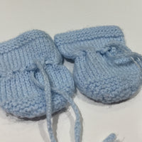 Blue Handknitted Mittens - Boys Newborn