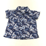 Flowers & Leaves White & Navy Shirt - Boys 18-24 Months