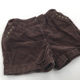 Brown Corduroy Shorts with Adjustable Waistband - Girls 2-3 Years