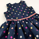 Glittery Spots Navy Satiny Party Dress  - Girls 8 Years