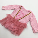 Ballerina Design Pink Long Sleeve Bodysuit with Net TuTu - Girls 3-6 Months