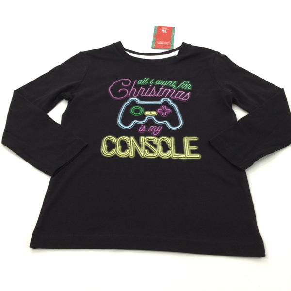 **NEW** 'All I Want For Christmas Is My Console' Black Long Sleeve Christmas Top - Boys/Girls 5 Years