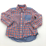 Red, Blue & White Checked Cotton Shirt - Boys 6-9 Months