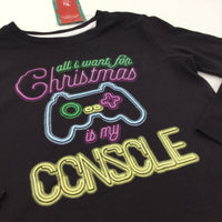 **NEW** 'All I Want For Christmas Is My Console' Black Long Sleeve Christmas Top - Boys/Girls 6 Years