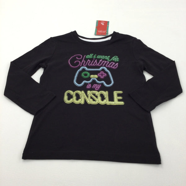 **NEW** 'All I Want For Christmas Is My Console' Black Long Sleeve Christmas Top - Boys/Girls 6 Years