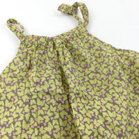 Butterflies Green, Pink & Grey Lightweight Cotton Sun Dress - Girls 9-10 Years