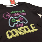 **NEW** 'All I Want For Christmas Is My Console' Black Long Sleeve Christmas Top - Boys/Girls 7 Years