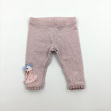 Ballerina Unicorn Glittery Pink Striped Leggings - Girls 3-6 Months