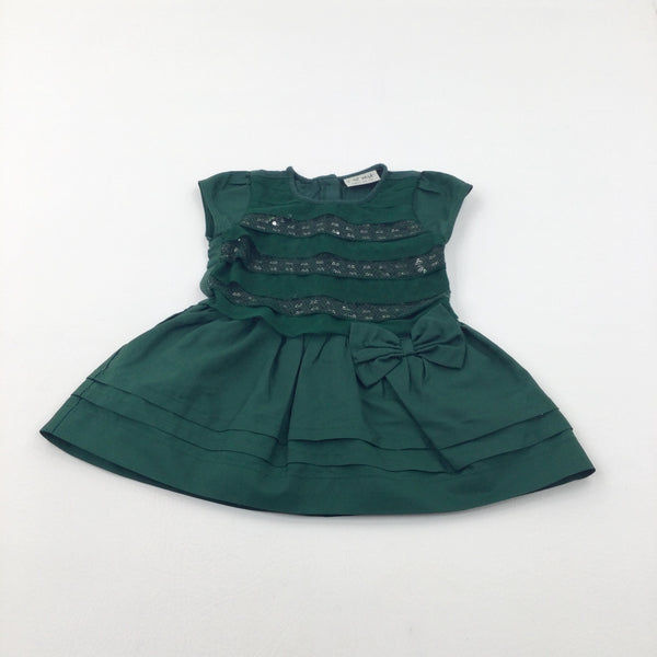 Sequinned Green Layered Party Dress - Girls 12-18 Months