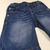 Dark Blue Denim Shorts with Adjustable Waistband - Boys 18-24 Months