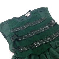 Sequinned Green Layered Party Dress - Girls 12-18 Months