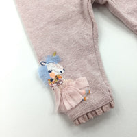 Ballerina Unicorn Glittery Pink Striped Leggings - Girls 3-6 Months