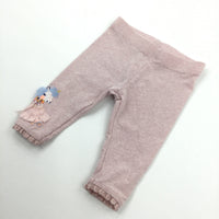 Ballerina Unicorn Glittery Pink Striped Leggings - Girls 3-6 Months