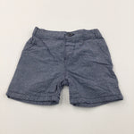 Blue & White Lightweight Cotton Shorts - Boys 9-12 Months