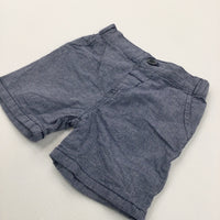 Blue & White Lightweight Cotton Shorts - Boys 9-12 Months