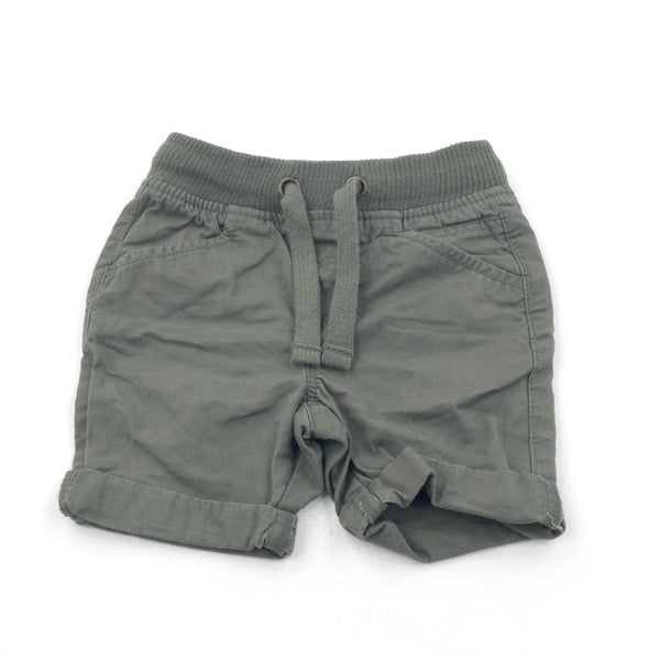 Dark Green Cotton Shorts - Boys 9-12 Months