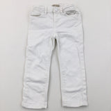 White Cotton Twill Trouser/Jeans with Adjustable Waistband - Girls 2 Years