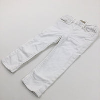 White Cotton Twill Trouser/Jeans with Adjustable Waistband - Girls 2 Years