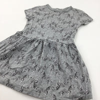 Zebras Grey Jersey Dress - Girls 3-4 Years