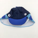 Monster Face & Spines Navy & Blue Hat with Neck Protector - Boys 9-12 Months