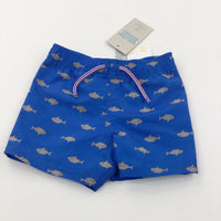 **NEW** Sharks Blue & Grey Shell Shorts - Boys 9-12 Months