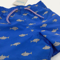 **NEW** Sharks Blue & Grey Shell Shorts - Boys 9-12 Months