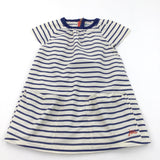Navy & Cream Striped Lightweight Cotton Smock Dress - Girls 9-10 Years