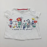 'A Friend To The Animals' Glittery White T-Shirt - Girls 6-9 Months