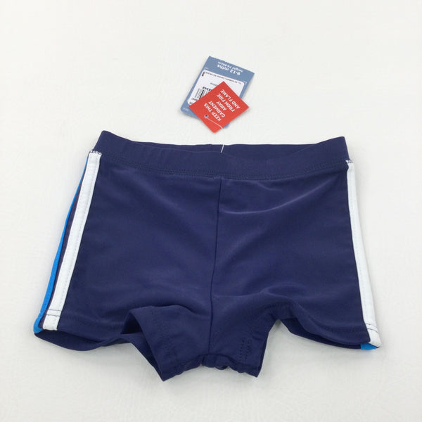 Blue, White & Navy Swimming Trunks - Boys 9-12 Months