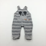 Mickey Mouse Grey Striped Jersey Dungarees - Boys 6-9 Months
