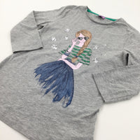 Sequins & Sparkles Girl Grey Long Sleeve Top - Girls 10-11 Years