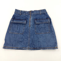 Mid Blue Denim Skirt with Adjustable Waistband - Girls 10-11 Years