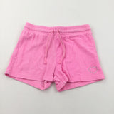 Diamontes Heart Pink Towelling Shorts - Girls 10-11 Years