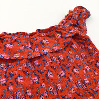 Flowers Red Viscose Vest Top/Blouse - Girls 10-11 Years