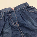 Mid Blue Denim Effect Cotton Shorts - Girls 9-12 Months