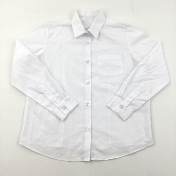 White Long Sleeve School Shirt - Boys 8-9 Years