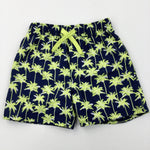 Palm Trees Yellow & Navy Lightweight Shorts - Boys 2-3 Years