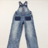 Stonewashed Mid Blue Denim Dungarees - Girls 11 Years