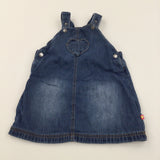 Heart Pocket Dark Blue Denim Dungaree Dress - Girls 9-12 Months