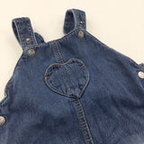 Heart Pocket Dark Blue Denim Dungaree Dress - Girls 9-12 Months