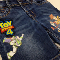 'Toy Story 4' Buzz, Woody & Forky Dark Blue Denim Shorts with Adjustable Waistband - Boys 2-3 Years