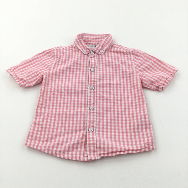 Pink & White Checked Cotton Shirt - Boys 12-18 Months
